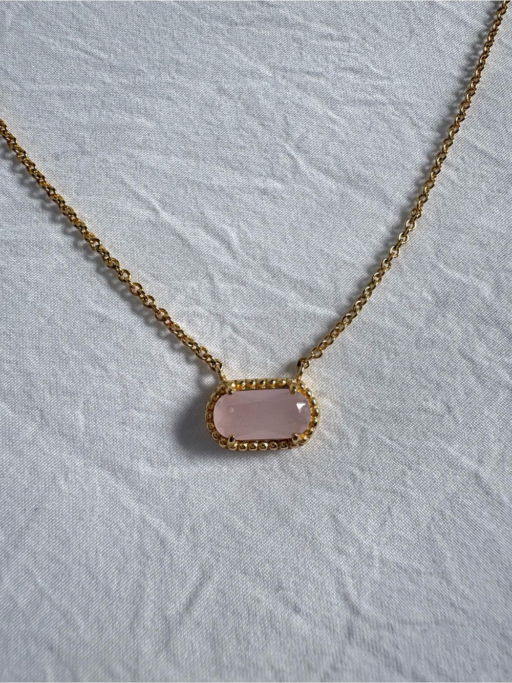 Evry Jewels Pink Oval Pendant Gold Chain Necklace